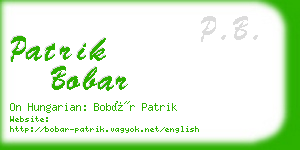 patrik bobar business card